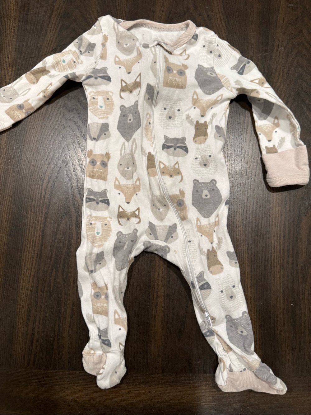 cloud island Neutral Animal Print Footed One-Piece in Beige and Gray